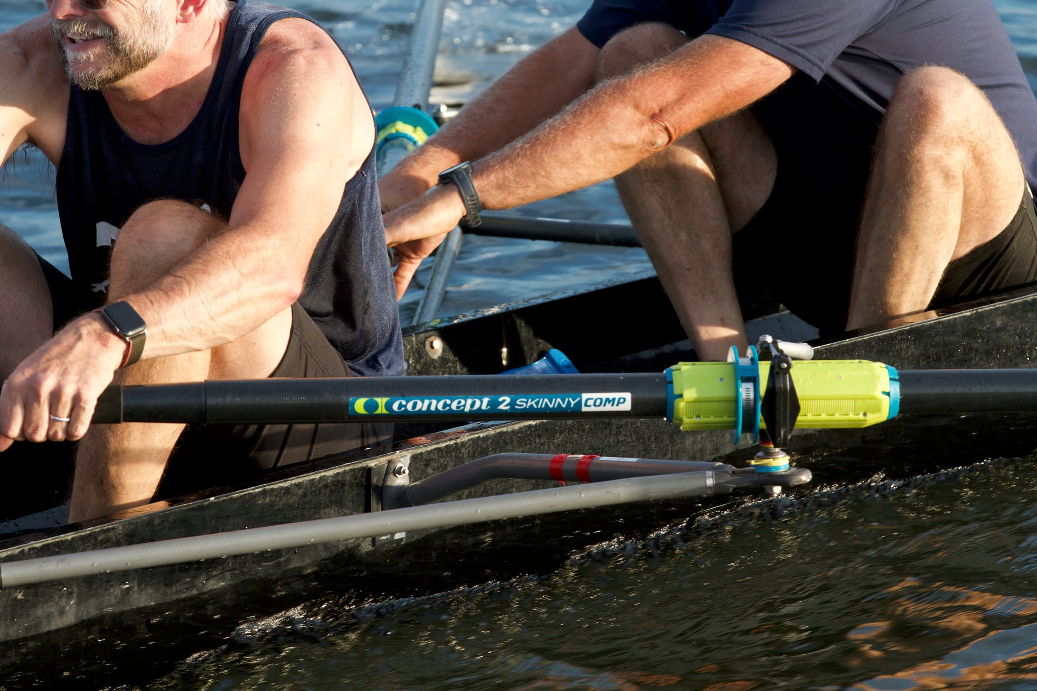 Skinny Comps being rowed in a sweep boat