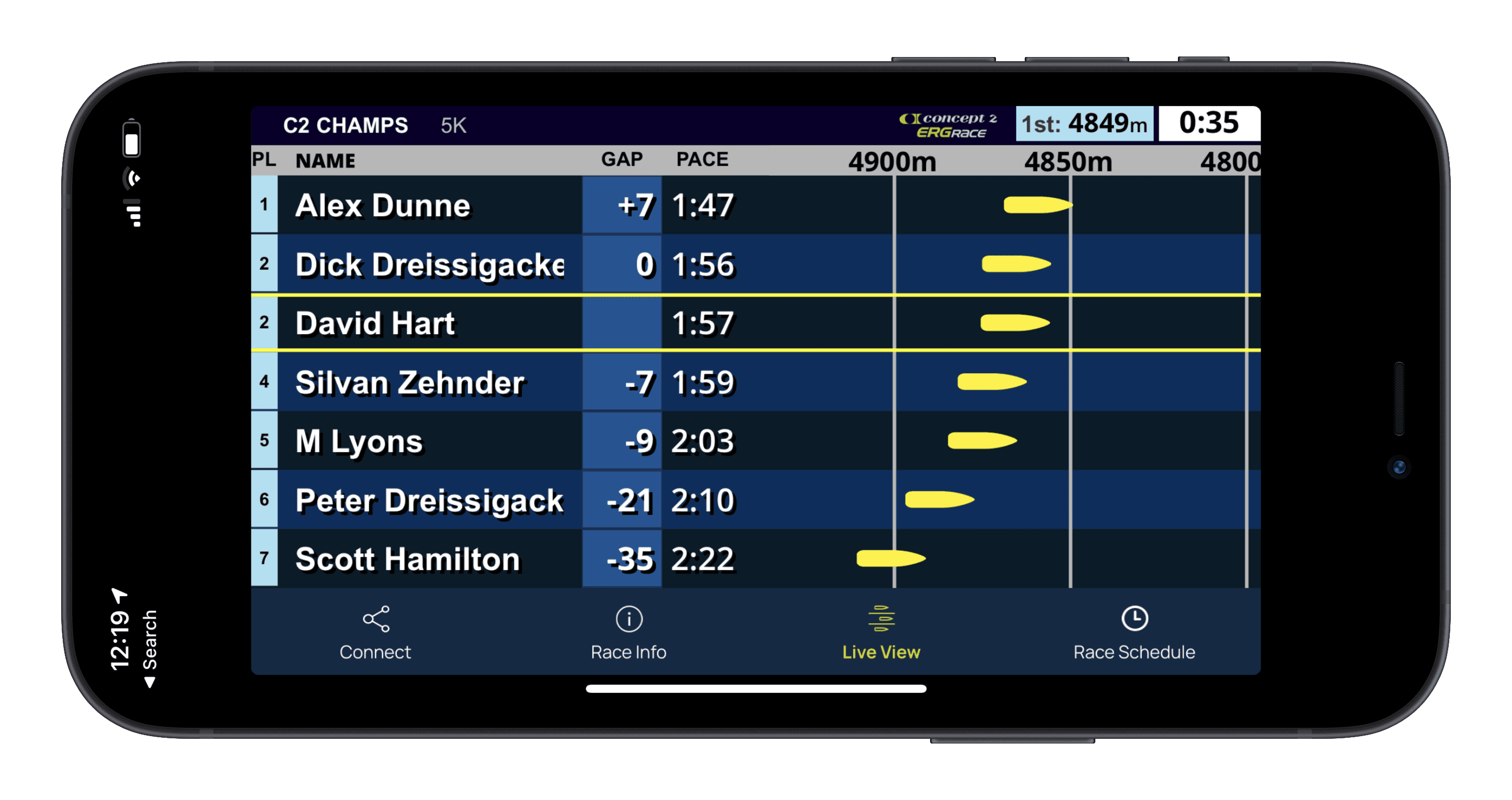 ErgRace Online mobile screenshot during a race