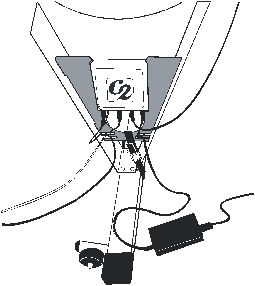 Diagram of XHub in special bracket mounted in front frame of Rower.