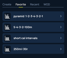 Favorites list with short cal intervals as a custom name.